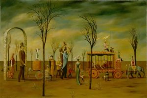 Circus Parade, Oil on board, 24.063×36.063 inches, 1965