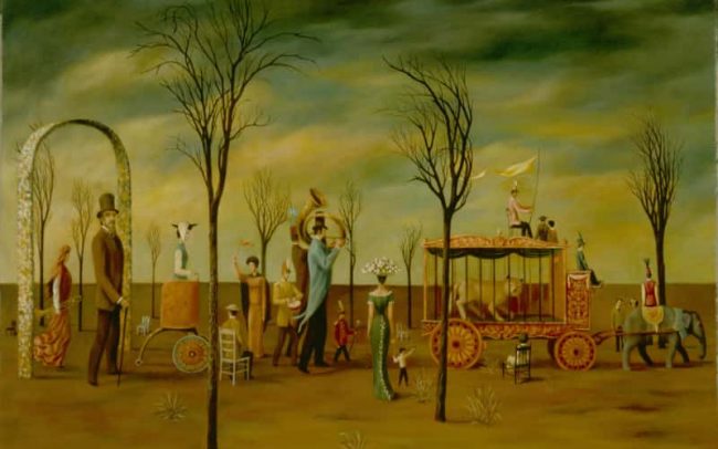 Circus Parade, Oil on board, 24.063×36.063 inches, 1965