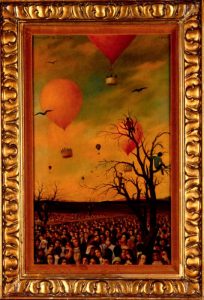 The Crowd, Oil on board, 24×12 inches, 1971