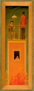 The Tower III, Oil on board, 29.75×9 inches, 1974