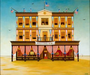 Celebration, Teddy Roosevelt, Oil on board, 26.5×32 inches, 1989