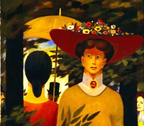 A Walk in the Shade, Oil on board, 30.5×17.125 inches, 1991