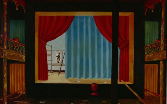 Theater with Landscape, Oil on board, 31×39 inches, 1958