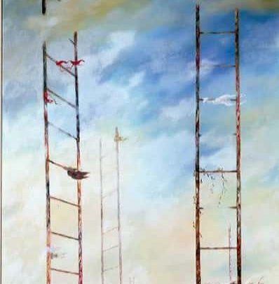 Escape I, Oil on board, 48 x 23.5 inches, 1960