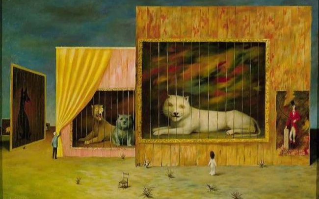 Wild Beast, also: The Circus, Oil on board, 21.25×32.75 inches, 1960