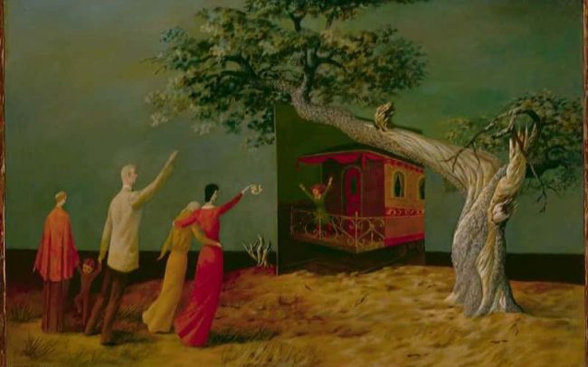 Farewell, Oil on board, 23.375×35.75 inches, 1961