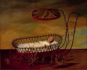 Deserted, also: Baby in Carriage, Oil on board, 24×30 inches, 1961
