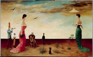 Occasion with a Bugler, Oil on board, 23×38 inches, 1964